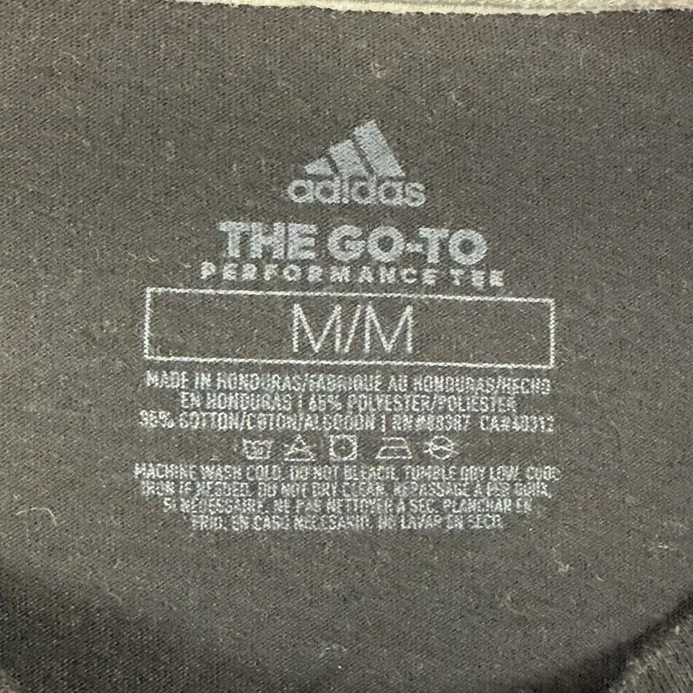 Adidas Black Long Sleeve Performance Tee Shirt Medium Climalite Three Stripes